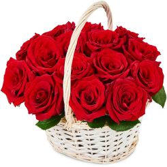 Букет красных роз в корзине Ароматный феникс