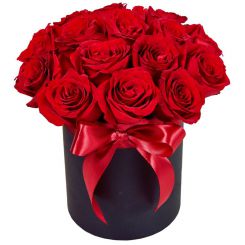 Букет красных роз Ее величество в коробке